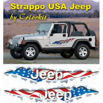 Effetto strappo bandiera Jeep USA (varie misure)