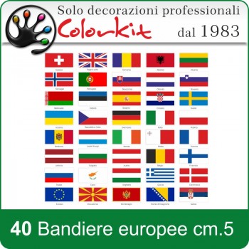 40 bandiere europee cm.5x2,5