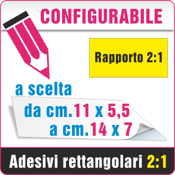 Adesivi rettangolari da cm.11x5,5 a cm.14x7