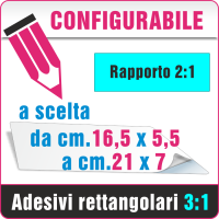 Adesivi rettangolari da cm.16,5x5,5 a cm.21X7