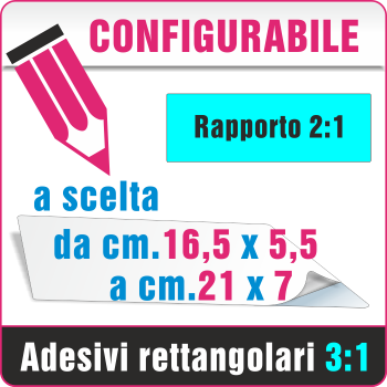 Adesivi rettangolari da cm.16,5x5,5 a cm.21X7