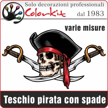 Teschio pirata con spade (varie misure)