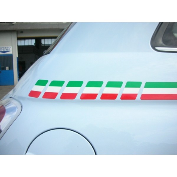 Fasce adesive Fiat 500 Stickers laterali tricolore modello Italy auto  tuning