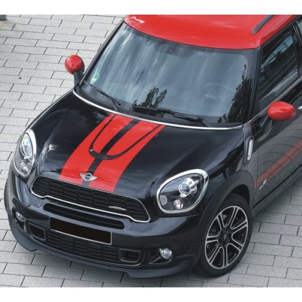 Mini 51142414310 - Set di adesivi per cofano, a strisce sportive, colore: nero F56 F57