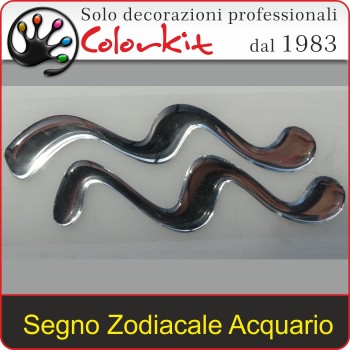 Segno Zodiacale Acquario Cromato 3D