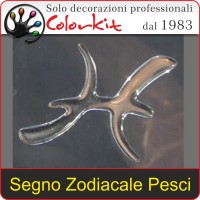 Segno Zodiacale Pesci Cromato 3D