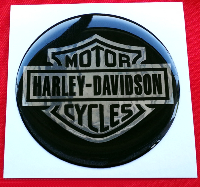 Harley Davidson 3D resinato tondo cm. 5 cromo