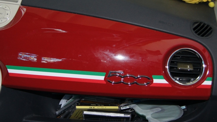 Adesivo FIAT 500 SCACCHIERA sticker ROSSO plancia cruscotto 10 